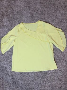 Lemon Yellow Blouse | Tulip Sleeve Top | New Without Tags | Size Large